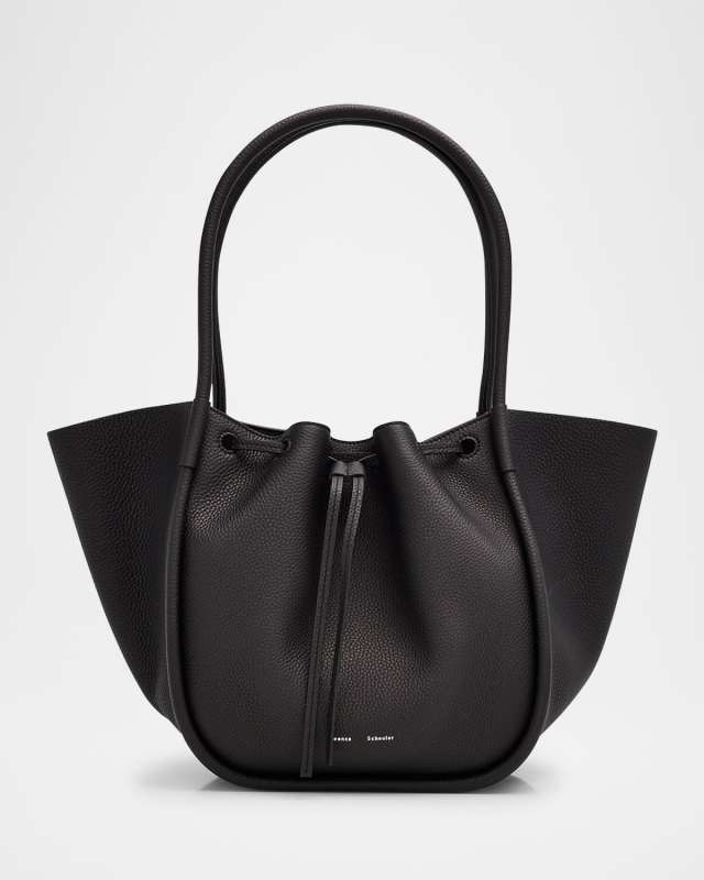 Large Ruched Pebbled Calfskin Tote Bag